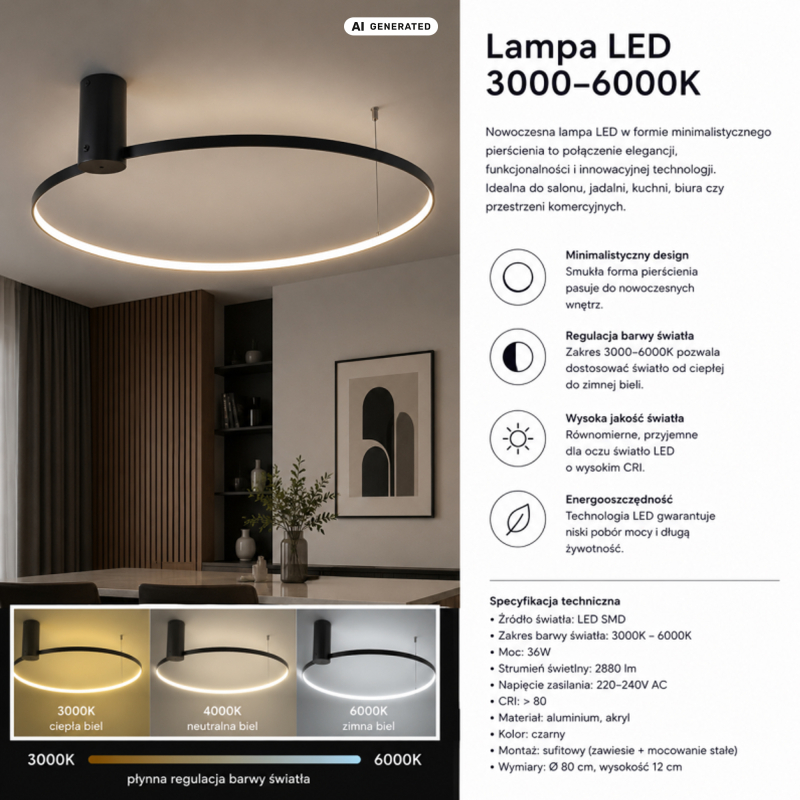 Lampa sufitowa HORIK 89429-60BK