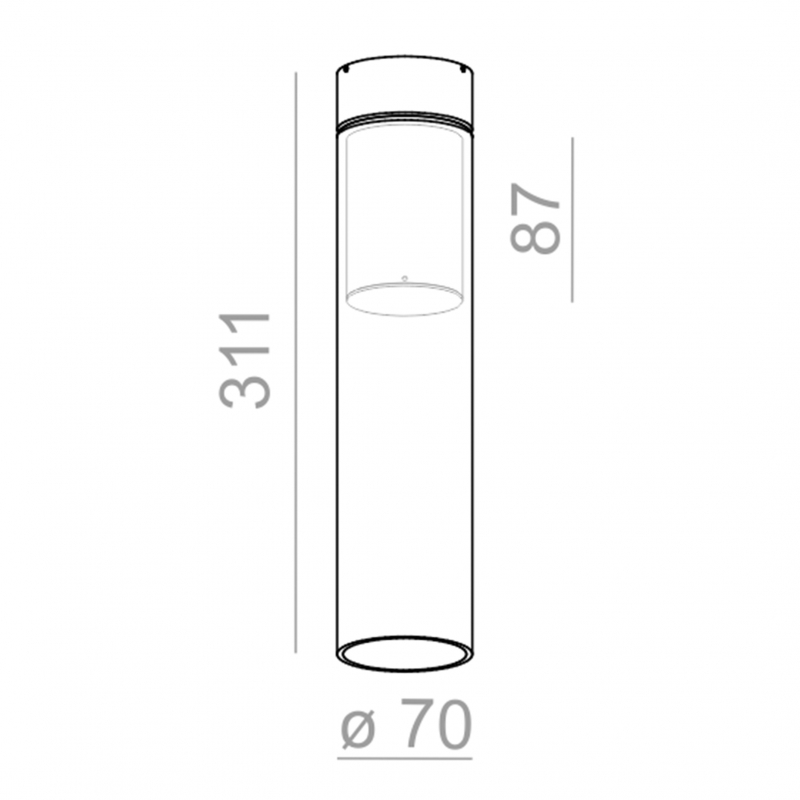 Lampa sufitowa MODERN GLASS Tube SP GU10 Phase-Control natynkowy szary 40461-0000-U8-PH-16