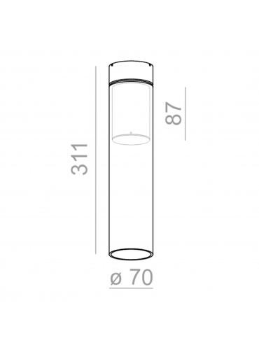 Lampa sufitowa MODERN GLASS Tube TP E27 Phase-Control natynkowy szary 40404-0000-U8-PH-16