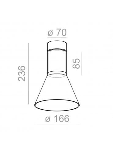 Lampa sufotowa MODERN GLASS Flared SP E27 Phase-Control natynkowy czarny struktura 40447-0000-U8-PH-12