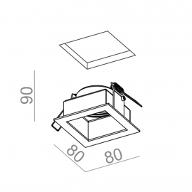 Spot SQUARES 50x1 Phase-Control wpuszczany czarny struktura 36011-0000-T8-PH-12