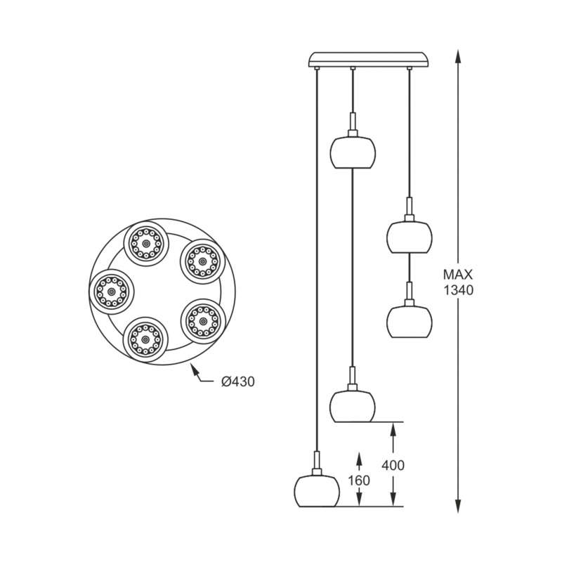 Lampa wisząca CRYSTAL P0076-05M-B5FZ