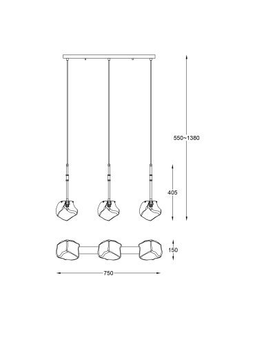 Lampa wisząca ROCK P0488-03K-SEAC