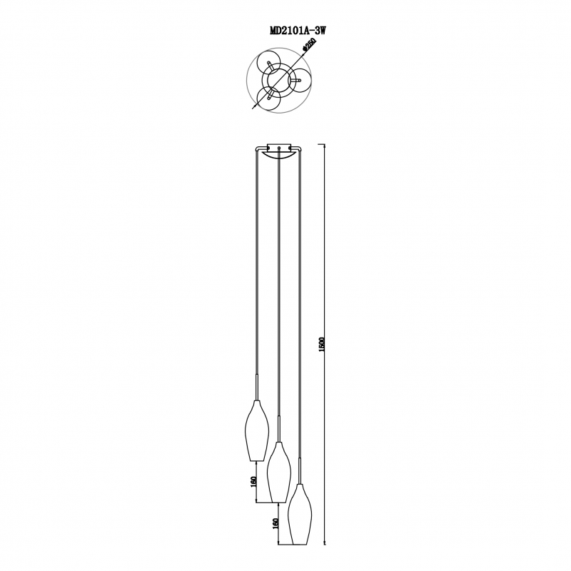 Lampa wisząca CHAMPAGNE  MD2101A-3S