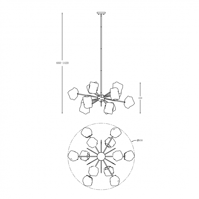 Lampa wisząca ROCK P0488-12P-U8AC