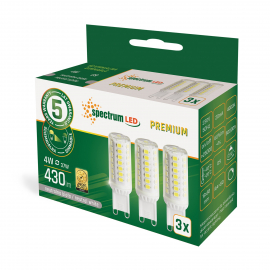 Żarówka LED G9 230V 4W NW DIMMABLE SMD PREMIUM SPECTRUM 3-PACK, 4000K, WOJ+14485