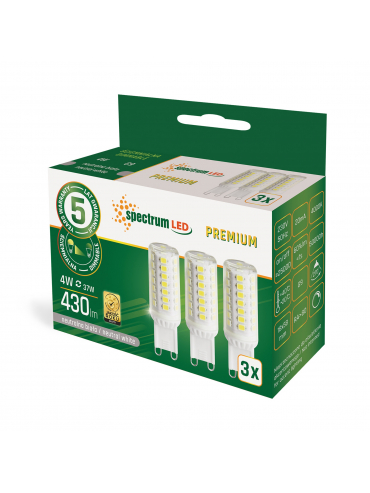 Żarówka LED G9 230V 4W NW DIMMABLE SMD PREMIUM SPECTRUM 3-PACK, 4000K, WOJ+14485