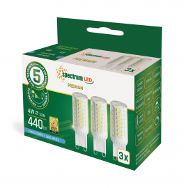 Żarówka LED G9 230V 4W CW DIMMABLE SMD PREMIUM SPECTRUM 3-PACK, 6000K, WOJ+14486