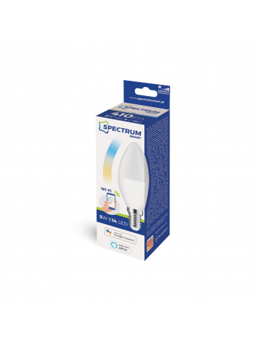 Żarówka LED ŚWIECOWA 5W, 3000-6500K, E-14 230V CCT+DIM Wi-Fi SpectrumSMART WOJ+14413