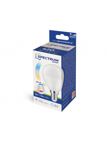 Żarówka LED KULKA 5W, 3000-6500K, E-14 230V CCT+DIMM Wi-Fi SpectrumSMART WOJ+14414