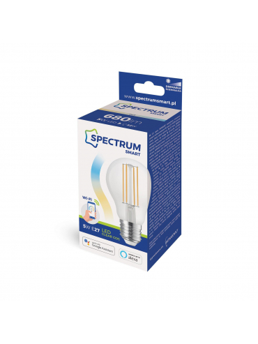 Żarówka LED GLS 5W 2700K-6500K COG 230V CCT+DIMM CLEAR Wi-Fi SpectrumSMART WOJ+14418
