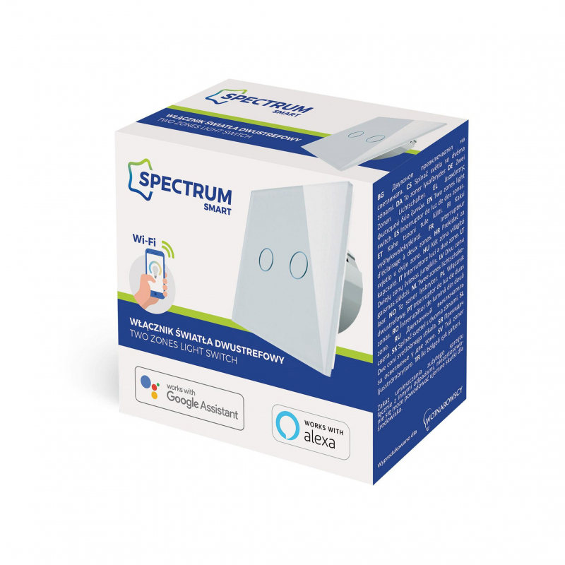 Włącznik światła dwustrefowy biały Spectrum SMART WOJ+05416