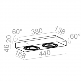 Spot SLEEK distance 111x2 natynkowy czarny struktura 46613-0000-T8-00-12