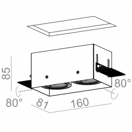 Spot SQUARES 50x2 trimless 230V Phase-Control wpuszczany czarny struktura 37012-0000-U8-PH-12