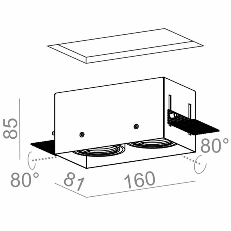 Spot SQUARES 50x2 trimless 230V Phase-Control wpuszczany czarny struktura 37012-0000-U8-PH-12