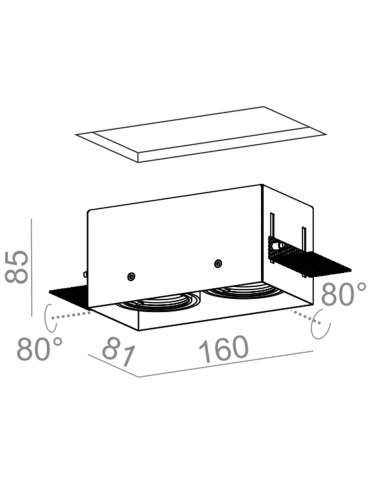 Spot SQUARES 50x2 trimless 230V Phase-Control wpuszczany czarny struktura 37012-0000-U8-PH-12
