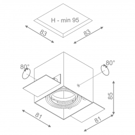 Spot SQUARES 50x1 trimless Phase-Control wpuszczany czarny struktura 35511-0000-T8-PH-12
