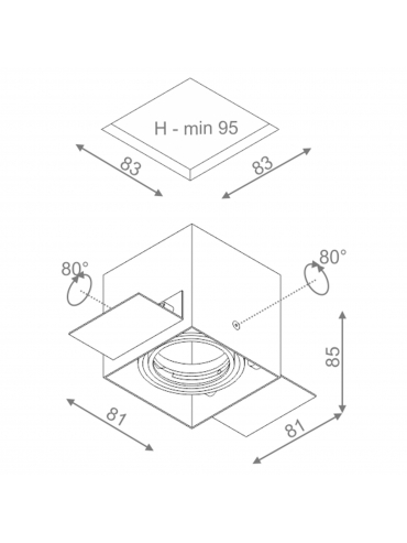Spot SQUARES 50x1 trimless Phase-Control wpuszczany czarny struktura 35511-0000-T8-PH-12