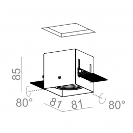 Spot SQUARES 50x1 trimless 230V Phase-Control wpuszczany czarny struktura 37011-0000-U8-PH-12
