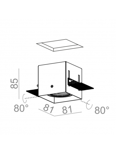 Spot SQUARES 50x1 trimless 230V Phase-Control wpuszczany czarny struktura 37011-0000-U8-PH-12