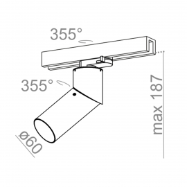 Reflektor ROTTO track czarny struktura QS 16219-0000-U8-PH-12