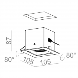 Spot SQUARES 50x1 230V wpuszczany czarna struktura QS 36811-0000-U8-PH-12