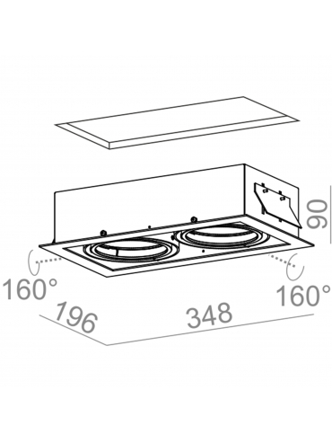 Spot SQUARES 111x2 Phase-Control wpuszczany czarny struktura 30612-0000-T8-PH-12