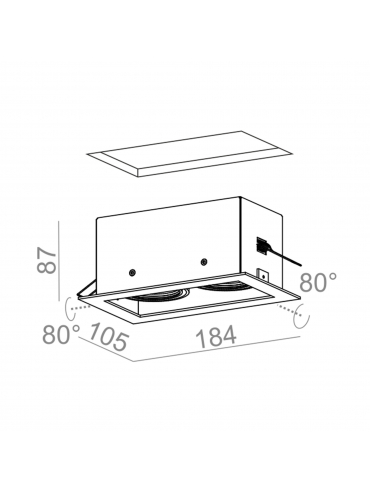 Spot SQUARES 50x2 230V Phase-Control wpuszczany czarny struktura 36812-0000-U8-PH-12