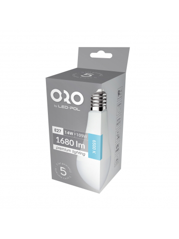 Żarówka LED ORO-PREMIUM-E27-A65-14W-XP-CW, 6500K