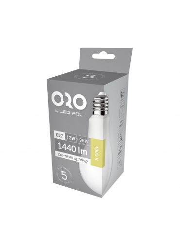 Żarówka LED ORO-PREMIUM-E27-A60-12W-XP-DW, 4000K