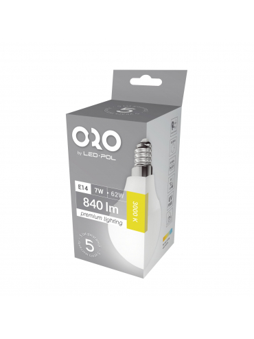 Żarówka LED ORO-PREMIUM-E14-G45-7W-XP-WW, 3000K