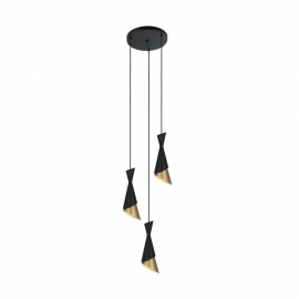 Lampa wisząca MALIA PND-85949-3 BK+GD