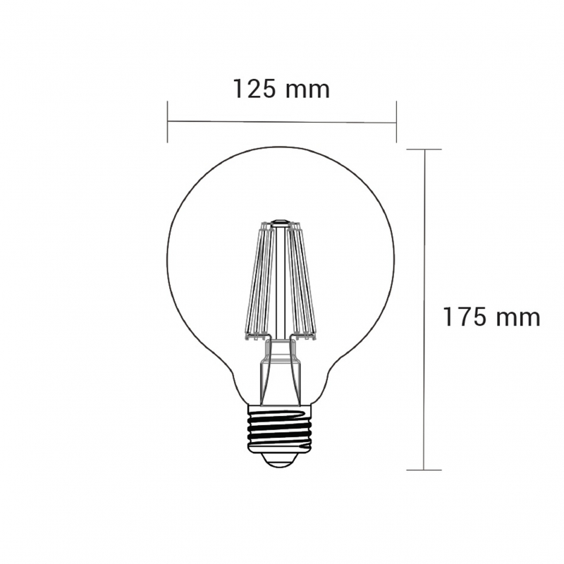 Żarówka LED ORO-E27-G125-FL-AMBER-6W-WW, 2000K