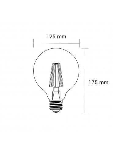 Żarówka LED ORO-E27-G125-FL-AMBER-6W-WW, 2000K