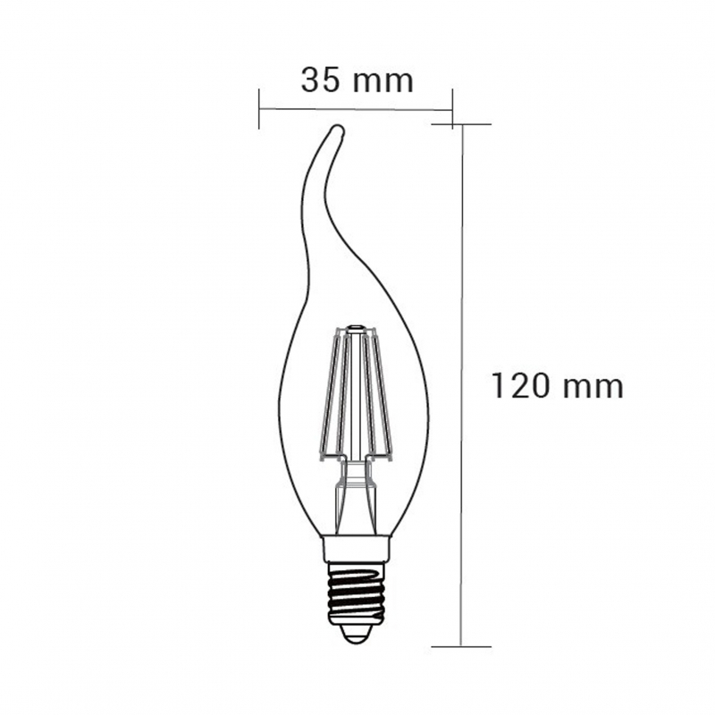 Żarówka LED ORO-E14-C35-FL-CLARO-FLAMI-4W-WW, 2700K