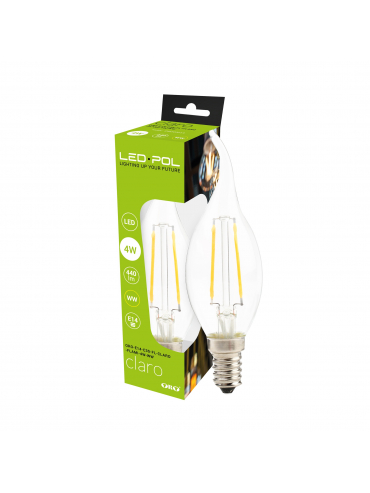 Żarówka LED ORO-E14-C35-FL-CLARO-FLAMI-4W-WW, 2700K