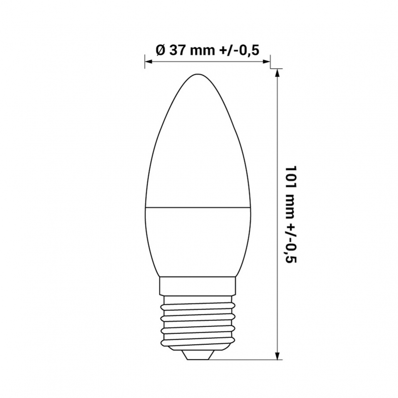 Żarówka LED AMM-E27-C37-8W-WW, 3000K