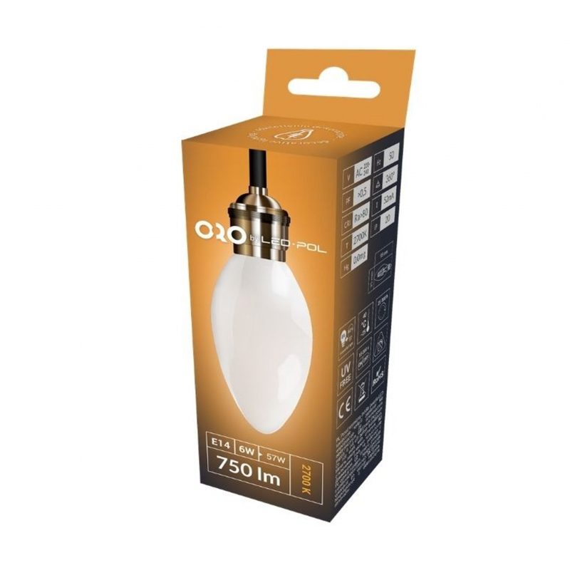 Żarówka LED ORO-E14-C35-FL-ROTO-6W-WW, 2700K