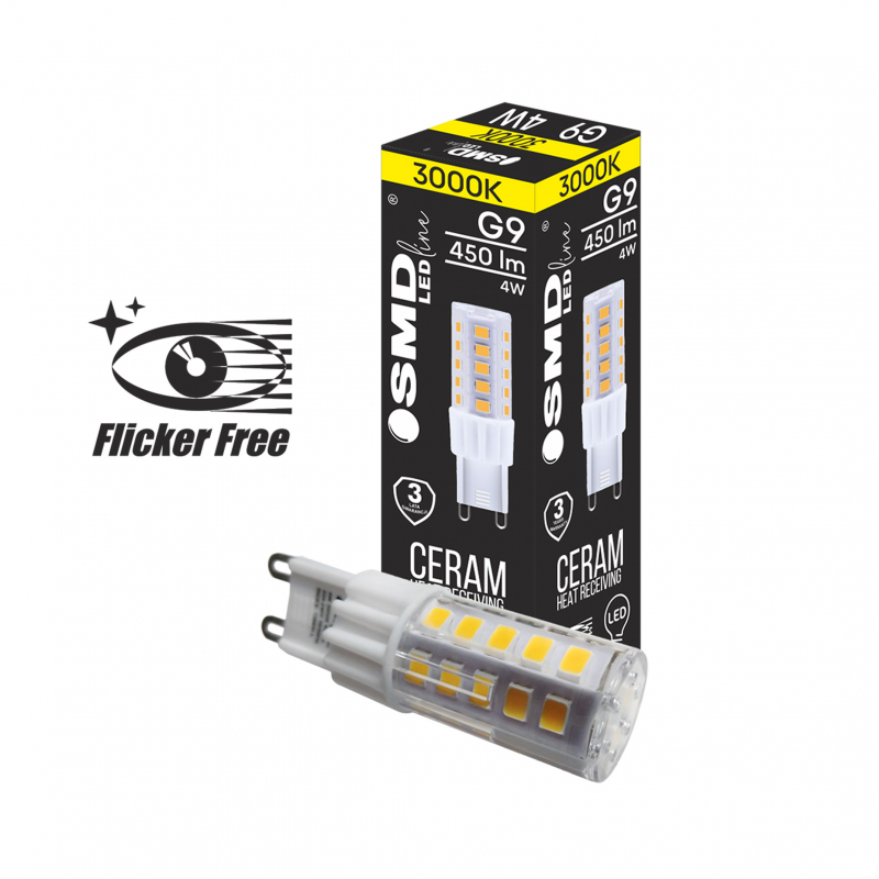 Żarówka LED G9 ZAR4366SLL 4W, 3000K, Flicker Free
