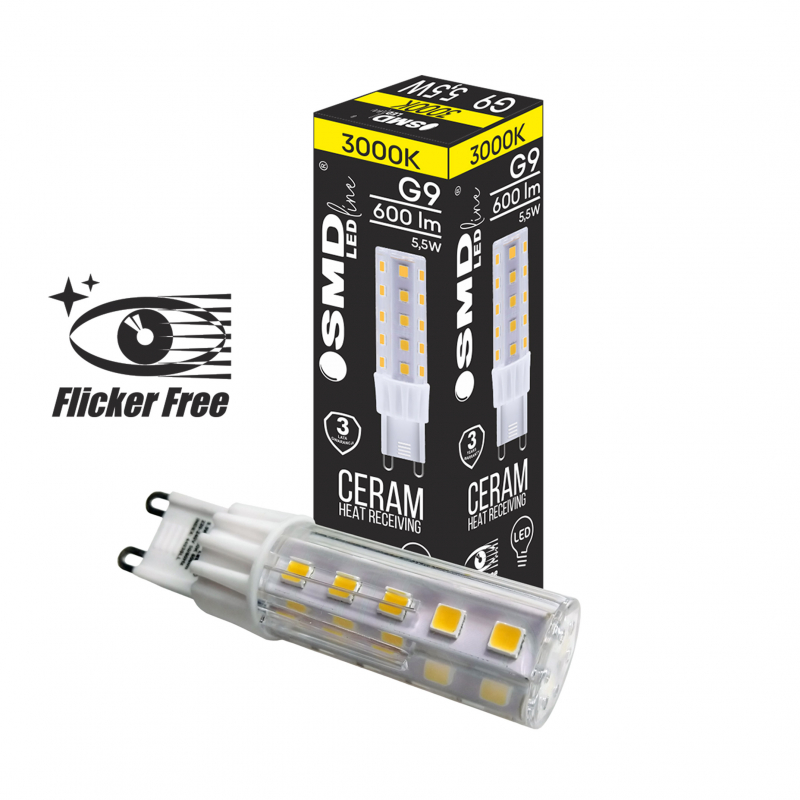 Żarówka LED G9  ZAR4397SLL 5,5W, 3000K Flicker Free