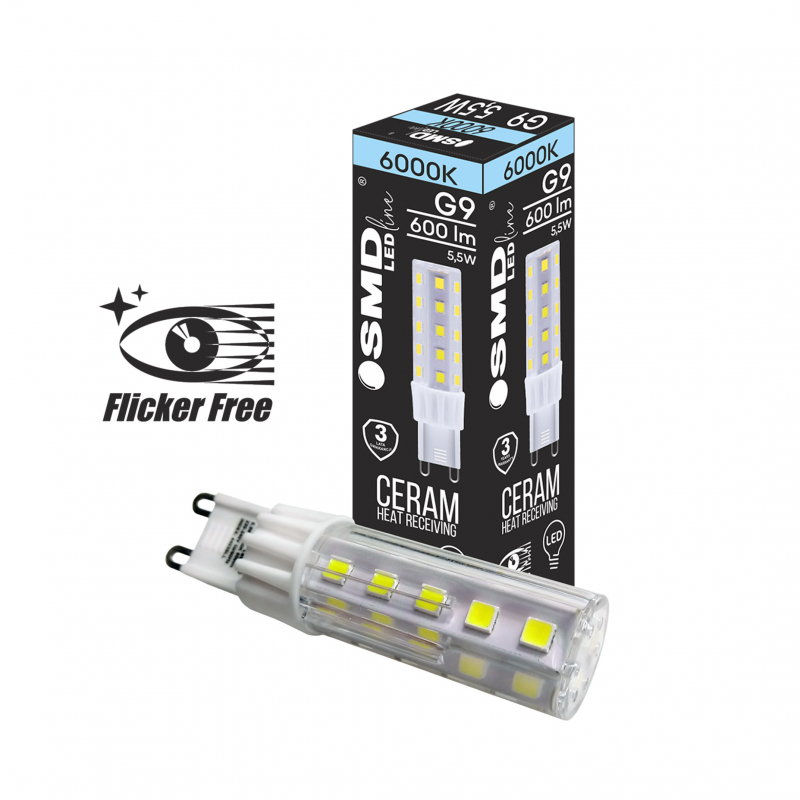 Żarówka LED G9  ZAR4410SLL 5,5W, 6000K Flicker Free