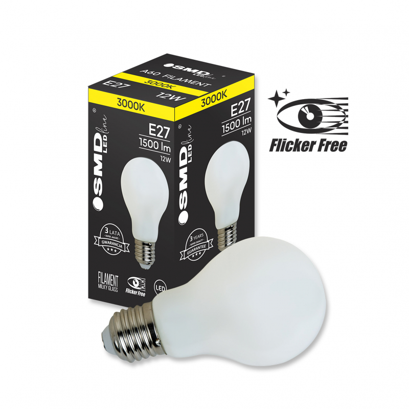 Żarówka LED E27 ZAR4601SLL 12W 3000K, Flicker Free