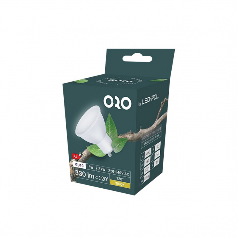 Żarówka ORO-GU10-TOTO-5W-WW, 3000K