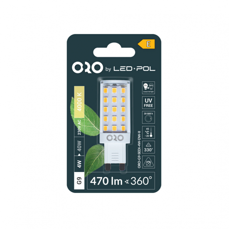 Żarówka ORO-G9-SEDI-4W-DW-II, 4000K