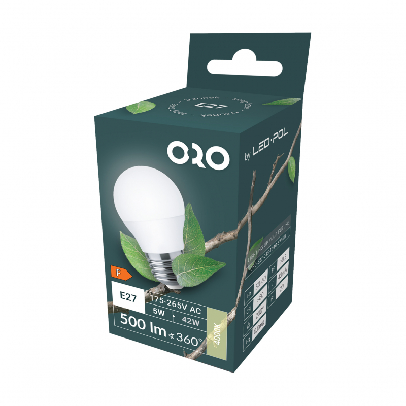 Żarówka ORO-E27-G45-TOTO-5W-DW, 4000K