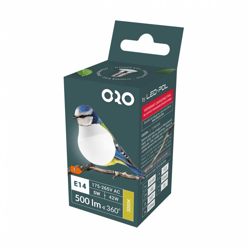 Żarówka ORO-E14-G45-TOTO-5W-WW, 3000K