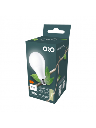 Żarówka ORO-ATOS-E27-A60-7,5W-DW, 4000K