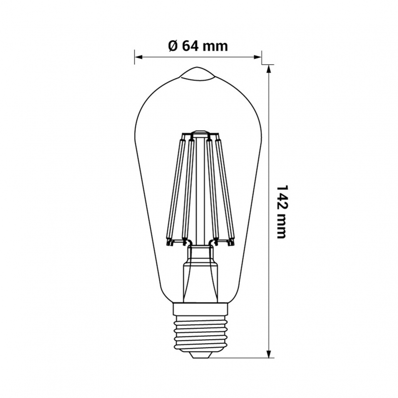 Żarówka ORO-E27-ST64-FL-AMBER-1,3W-WW, 2700K