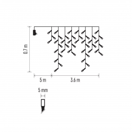 Łańcuch D4CC01, sople, zimna biel, IP44