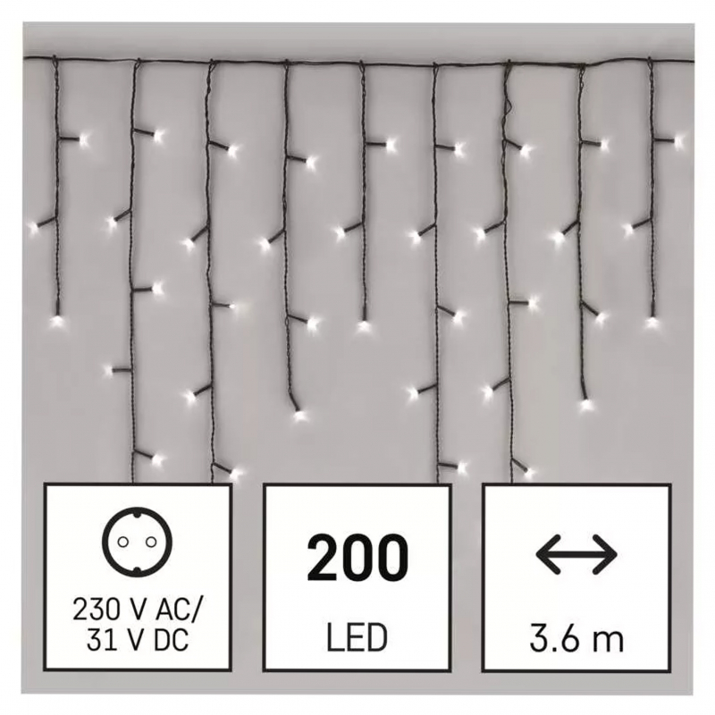 Łańcuch D4CC01, sople, zimna biel, IP44